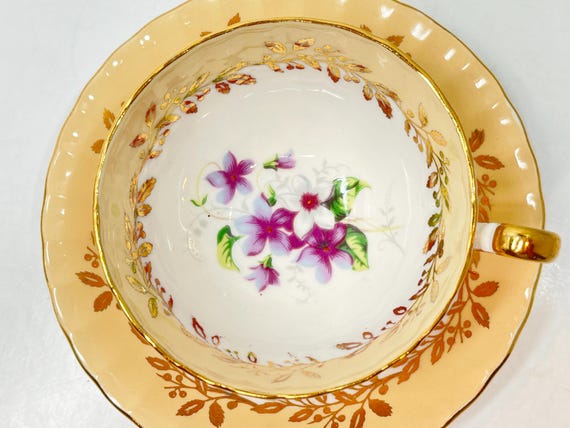 Aynsley Teacup and Saucer: Floral Tea Cup