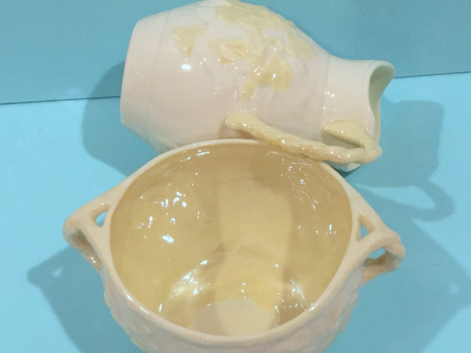 Belleek Sugar Bowl and Creamer, Green Mark Belleek Creamer, Made in Ireland Porcelain, Belleek