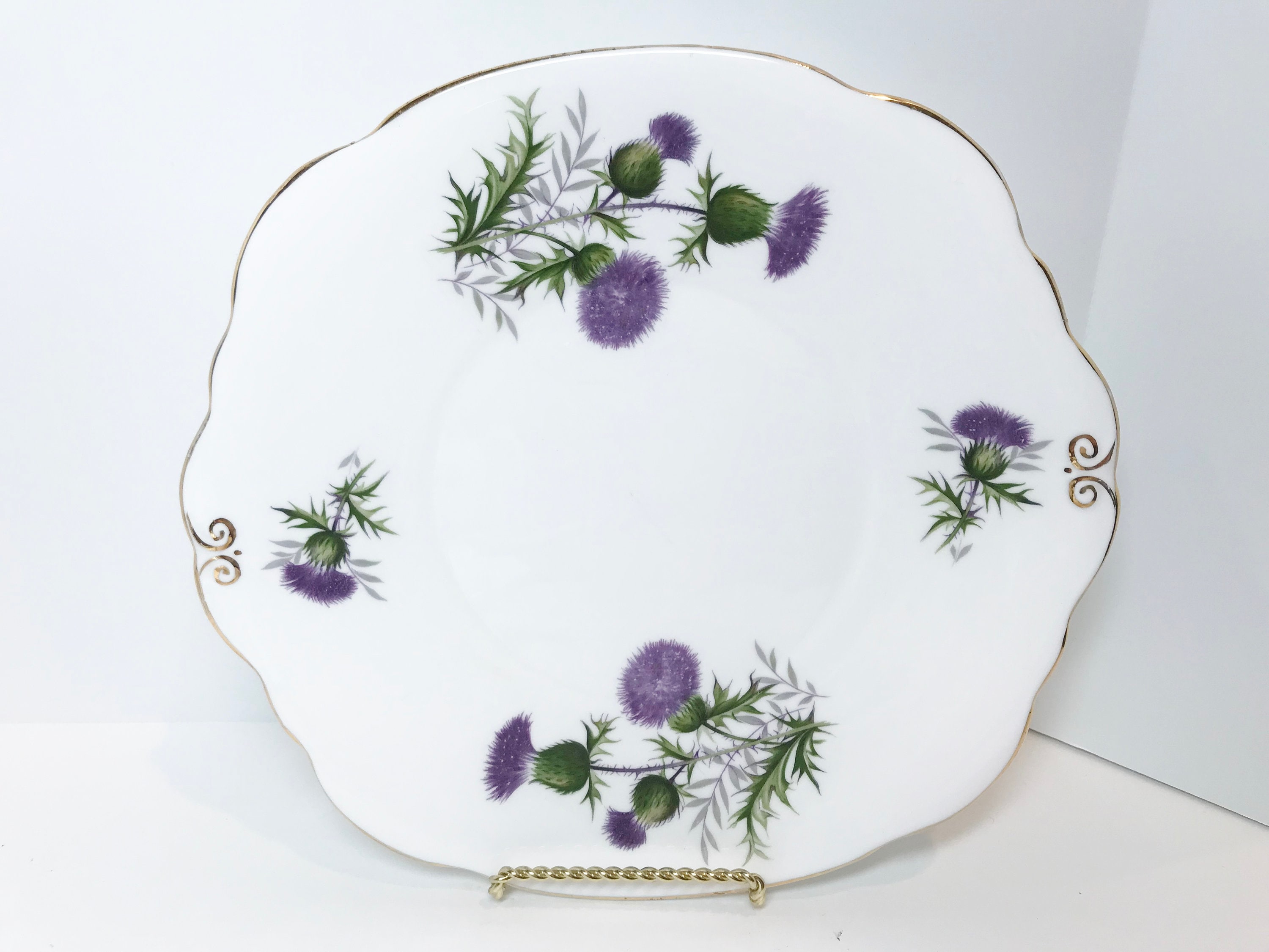 Thistle Plates, Set of 6 Plates, Thistle Pattern, Scottish Plates, Bone