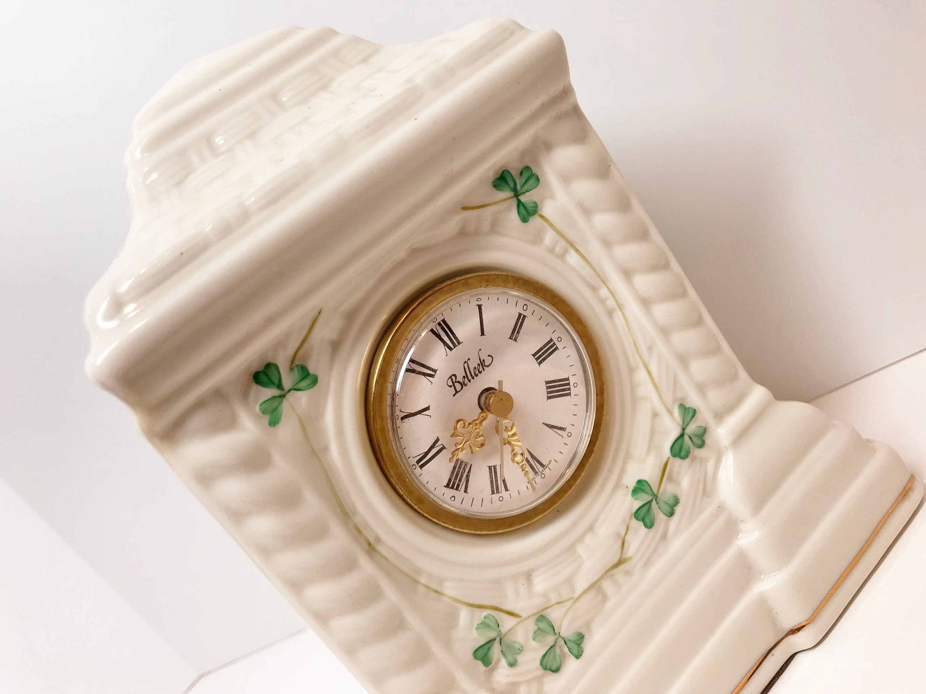 SOLD, Reserved for SR, Belleek Clock, Belleek Porcelain, Made in Ireland, Belleek Basketweave