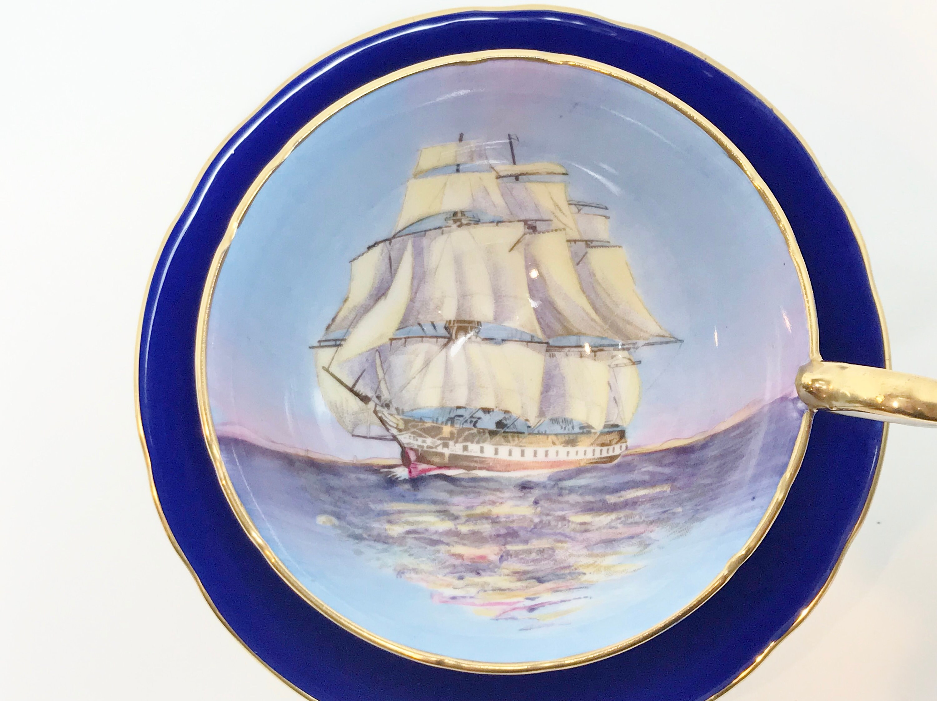 Sailing Ship by Aynsley Tea Cup and Saucer, Tall Ship Cups, Sailboat
