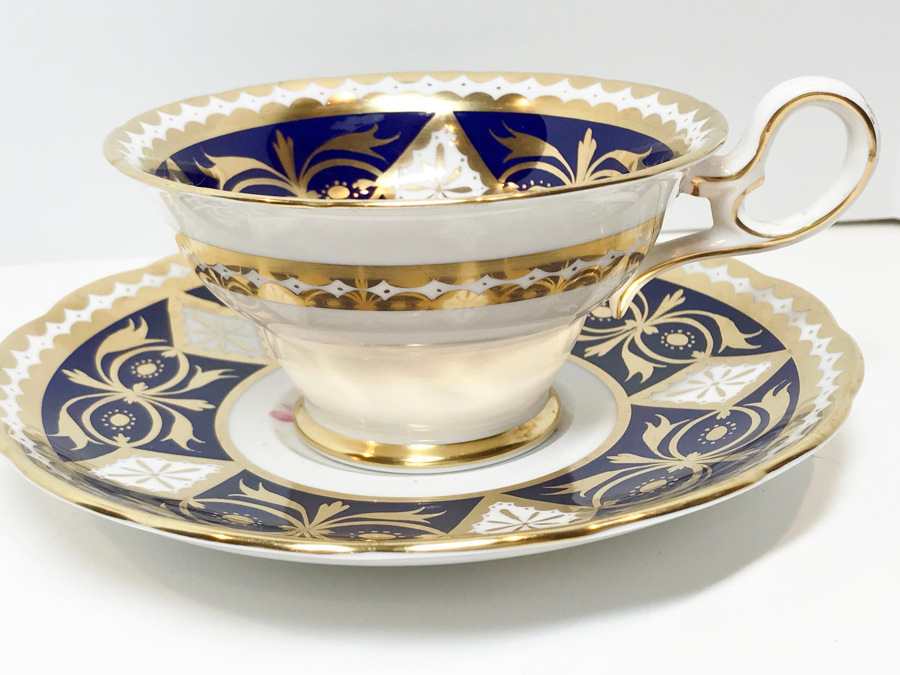 Grosvenor Tea Cup and Saucer, Hand Painted Tea Set, Teacup and