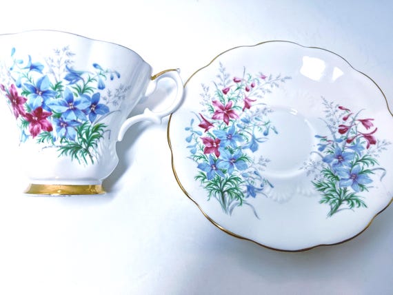 Royal Albert Teacup and Saucer: Larkspur Friendship Series