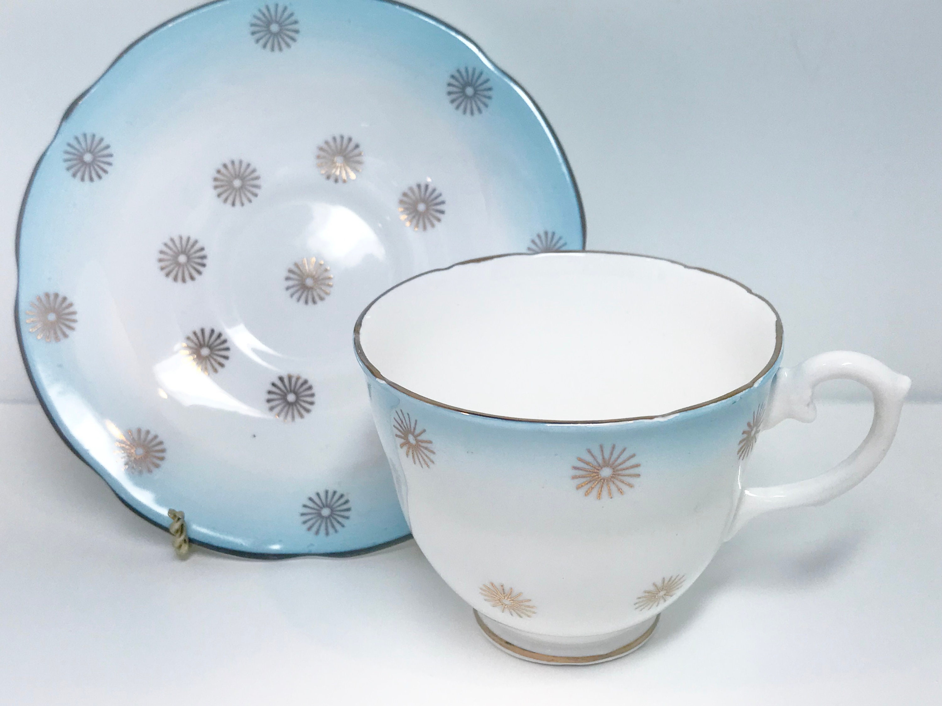 Atomic Tea Cup and Saucer, English Castle Tea Cups, Antique Teacups