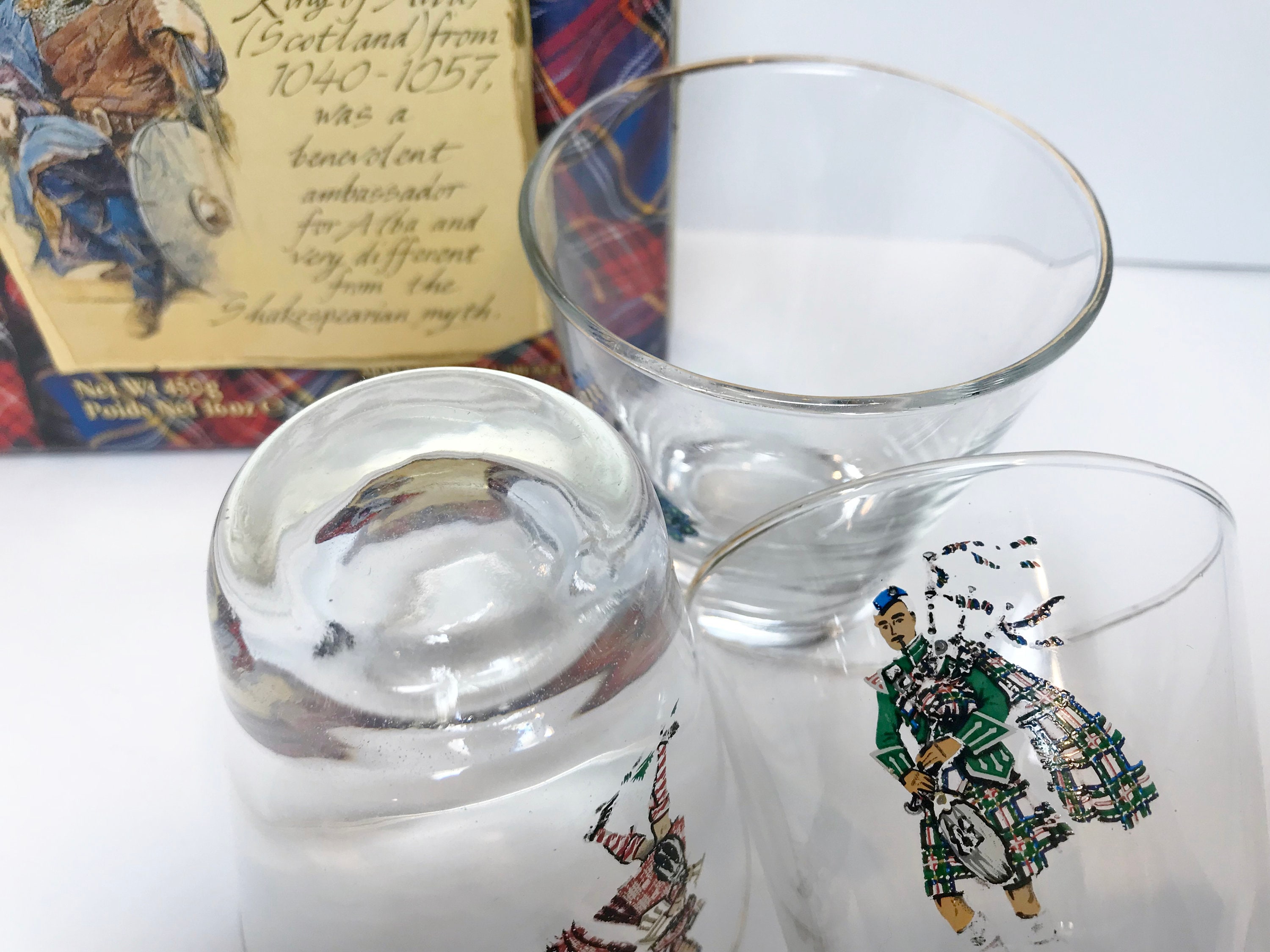 Bagpiper Glass, Scottish Dancer Glass, Scottish Glasses, Scotland Shot