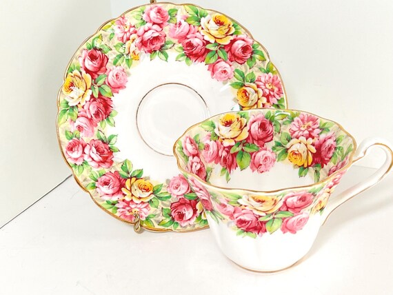 Rosanne Teacup, Royal Stafford Teacup and Saucer, English Teacups, Floral Teacups, Rose Teacups, Gifts for Her, Anniversary Gift