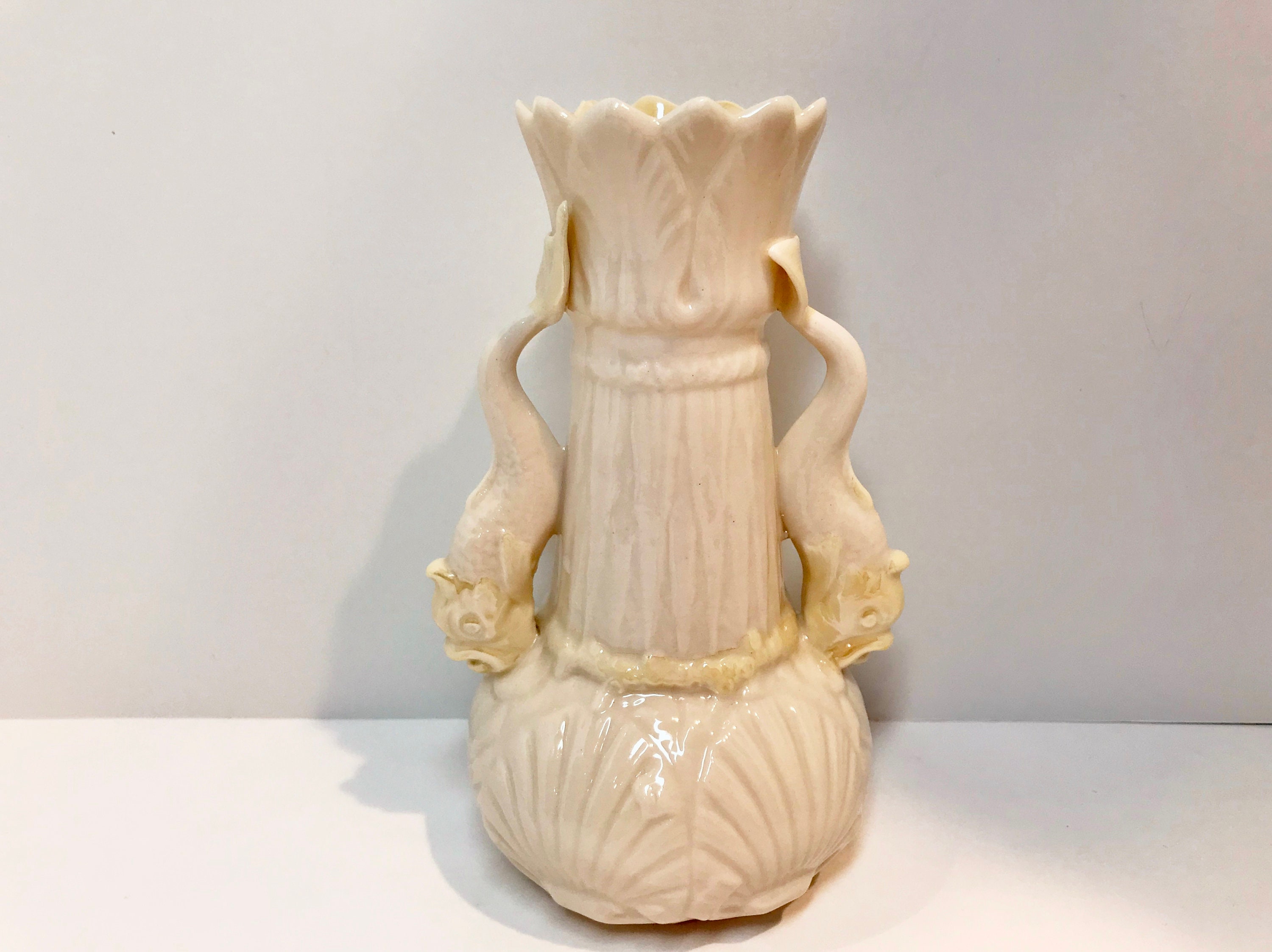 Belleek Dolphin Vase, Belleek Dolphin Spill, Belleek China, Irish