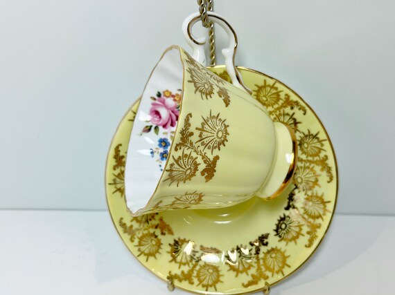 Royal Grafton Teacup and Saucer, Antique Teacups Vintage, Yellow Teacup, Anniversary Gift, Housewarming Gift, Gift for Her, Gift for Friend