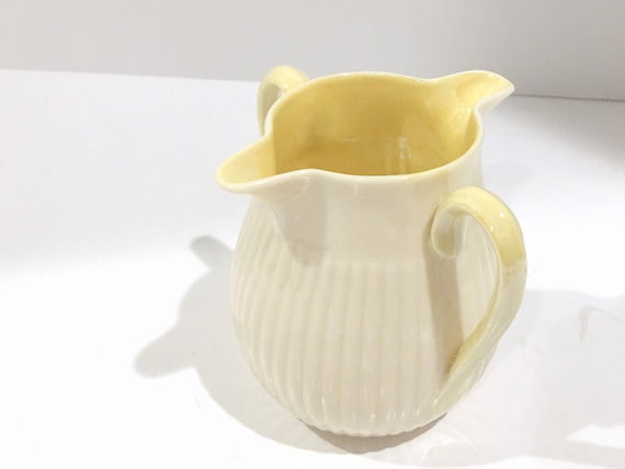 Iridescent Belleek Pitcher: Double-Handled Irish Porcelain, Green Mark
