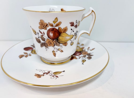 Golden Fruit  Royal Chelsea Teacup and Saucer, English Bone China, Antique Teacups Vintage, Afternoon Tea, Teatime Teacups