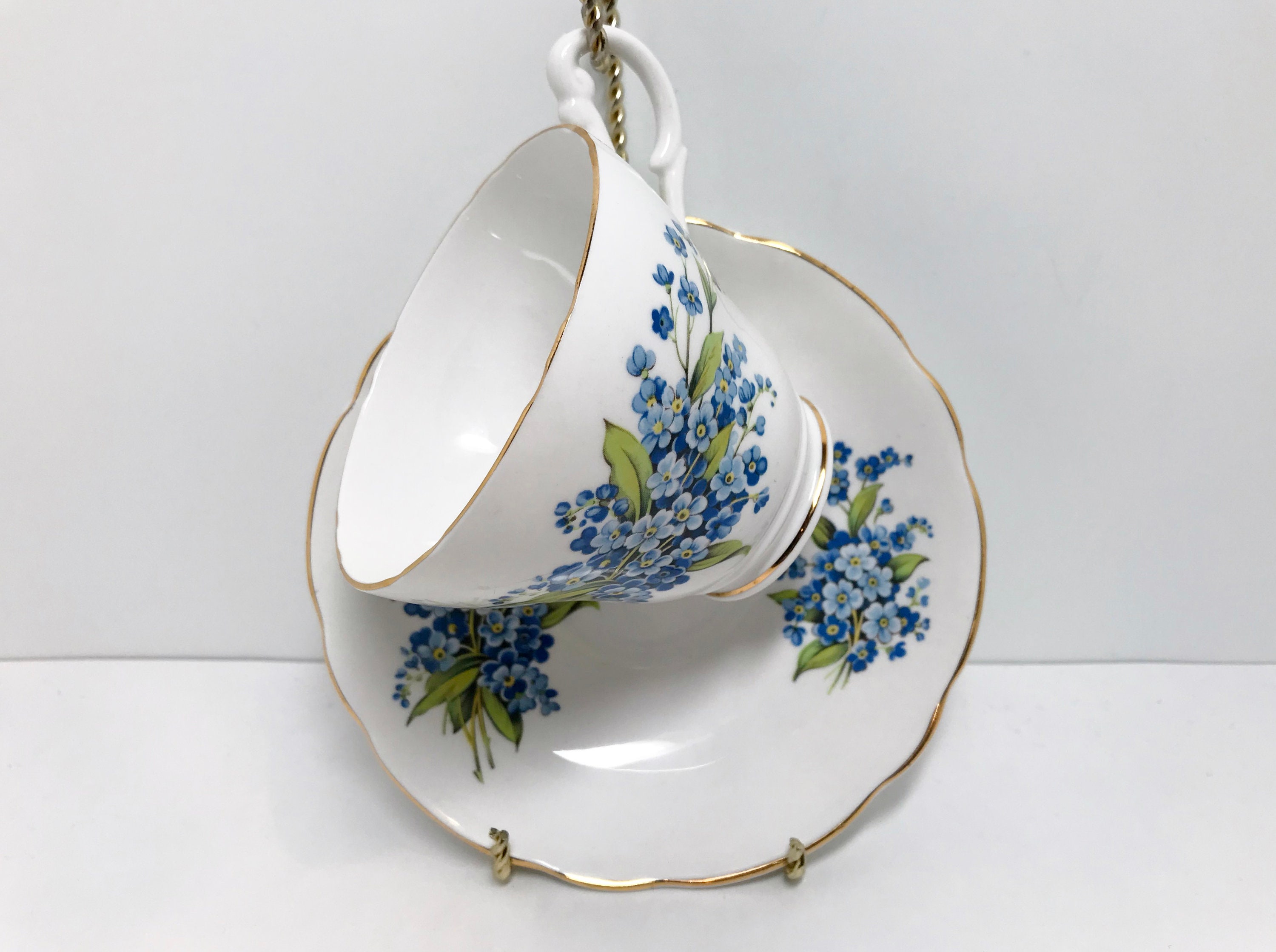 Royal Ascot Teacup and Saucer, Me Not Teacups, Floral Tea Cups