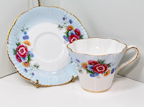 Salisbury Teacup and Saucer, Antique Tea Cups Vintage, Scalloped Teacup, Floral Tea Cups, Vintage Tea Cups Antique , Gift for Her