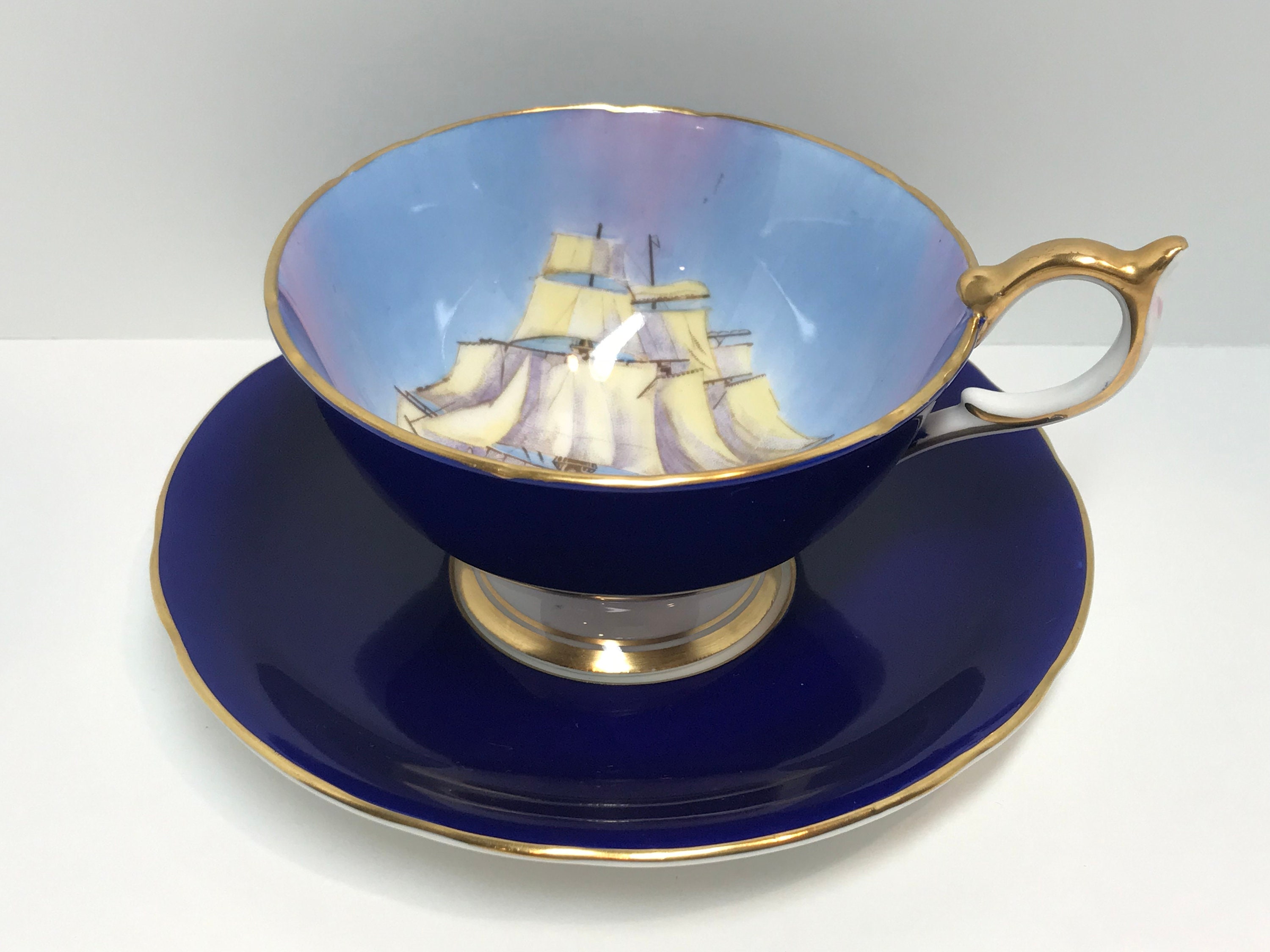 Sailing Ship by Aynsley Tea Cup and Saucer, Tall Ship Cups, Sailboat