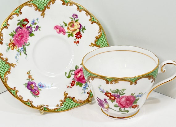Aynsley Tea Cup and Saucer , Aynsley Teacup , English Bone China , Floral  Tea Cup , Antique Tea Cups, Anniversary Gift for Her