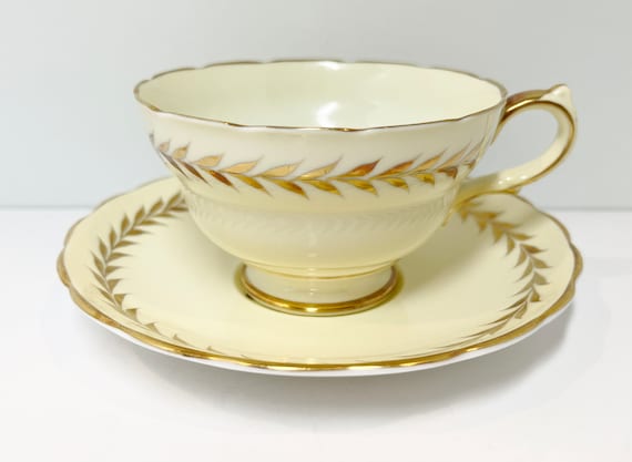 Elegant Grosvenor Teacup and Saucer, Yellow Teacups, Antique Tea Cups Vintage, Bone China Cups, Teatime Teacups, English Tea Cups