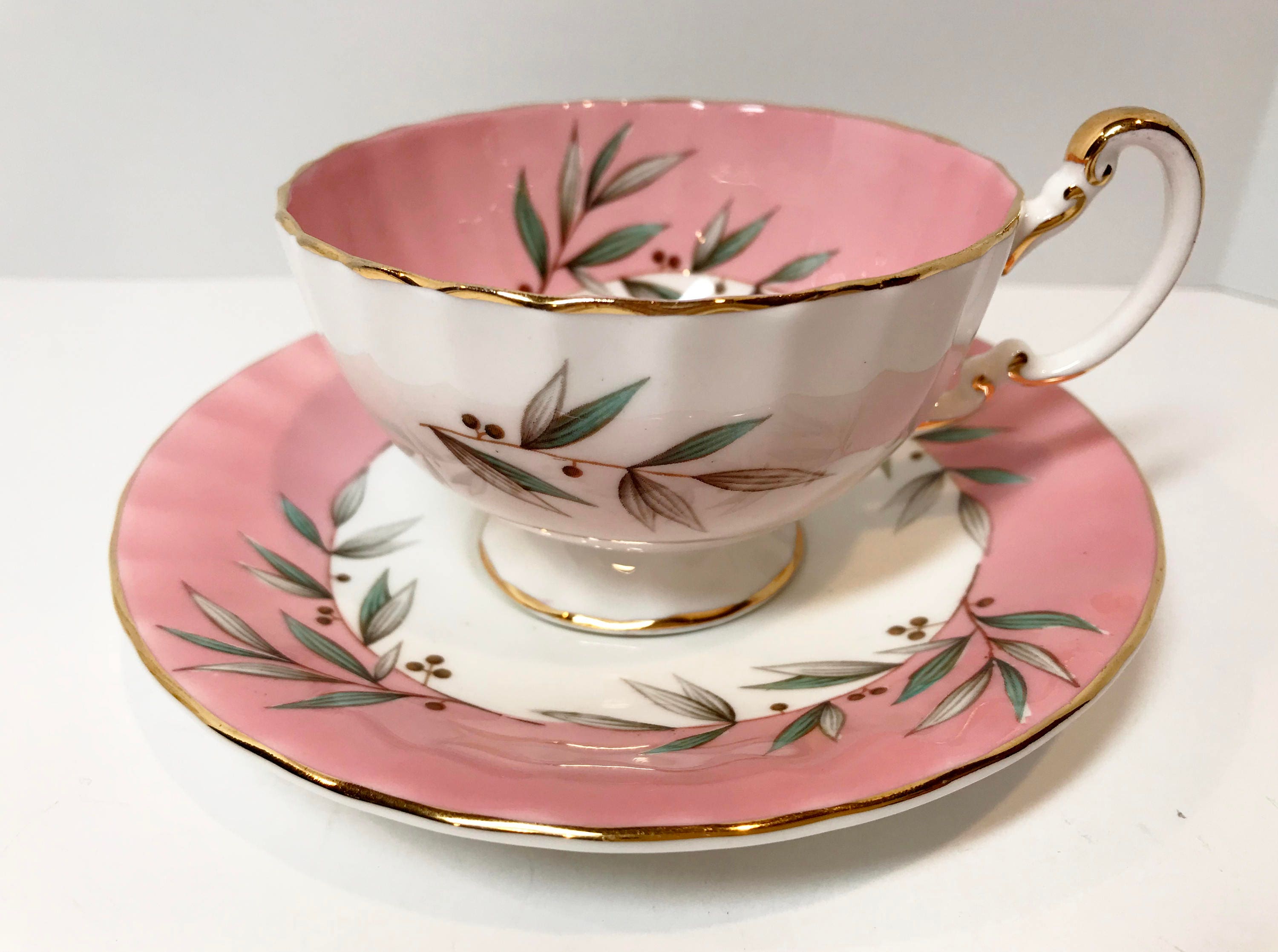Pink Aynsley Tea Cup and Saucer, English Bone China Cups, Antique Teacups, Vintage Tea Party