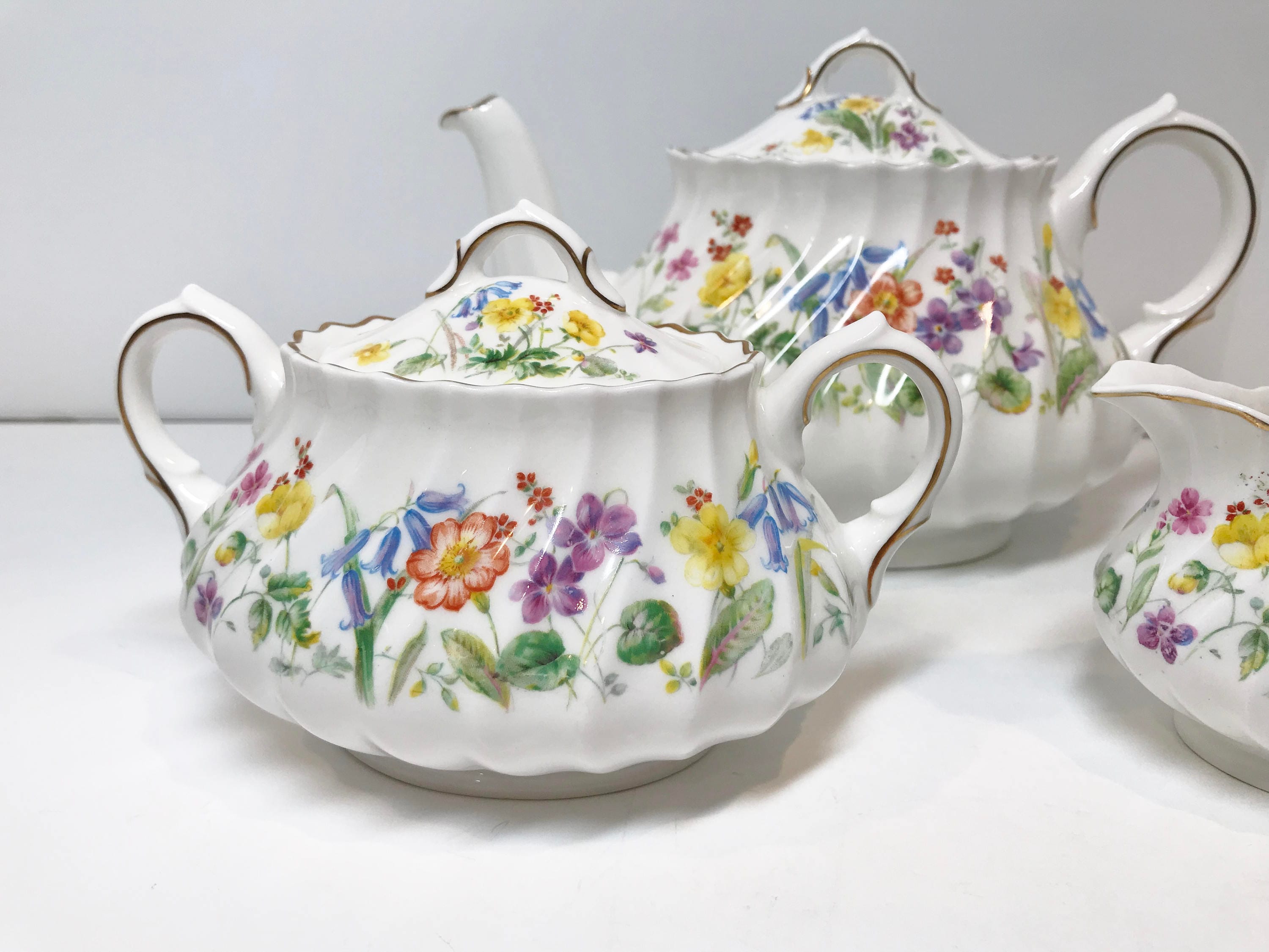 Royal Doulton Tea Set, Easter Morn Pattern, English Teapot, Creamer