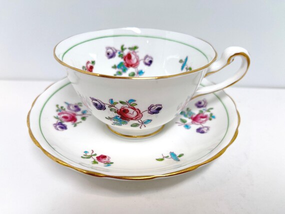 Royal Chelsea Teacup and Saucer, Floral Teacup, Anniversary Gift, Gift for Her, Gift for Friend, Housewarming Gift