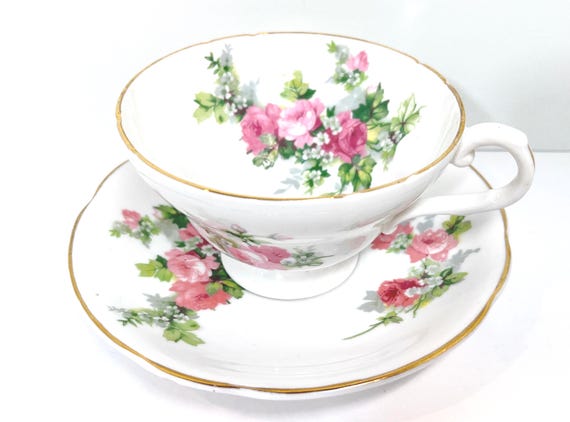 Stanley Teacup and Saucer, Pink Roses Teacup, English Bone China, Housewarming Gift, Gift for Her, English Teacup, Birthday Gift