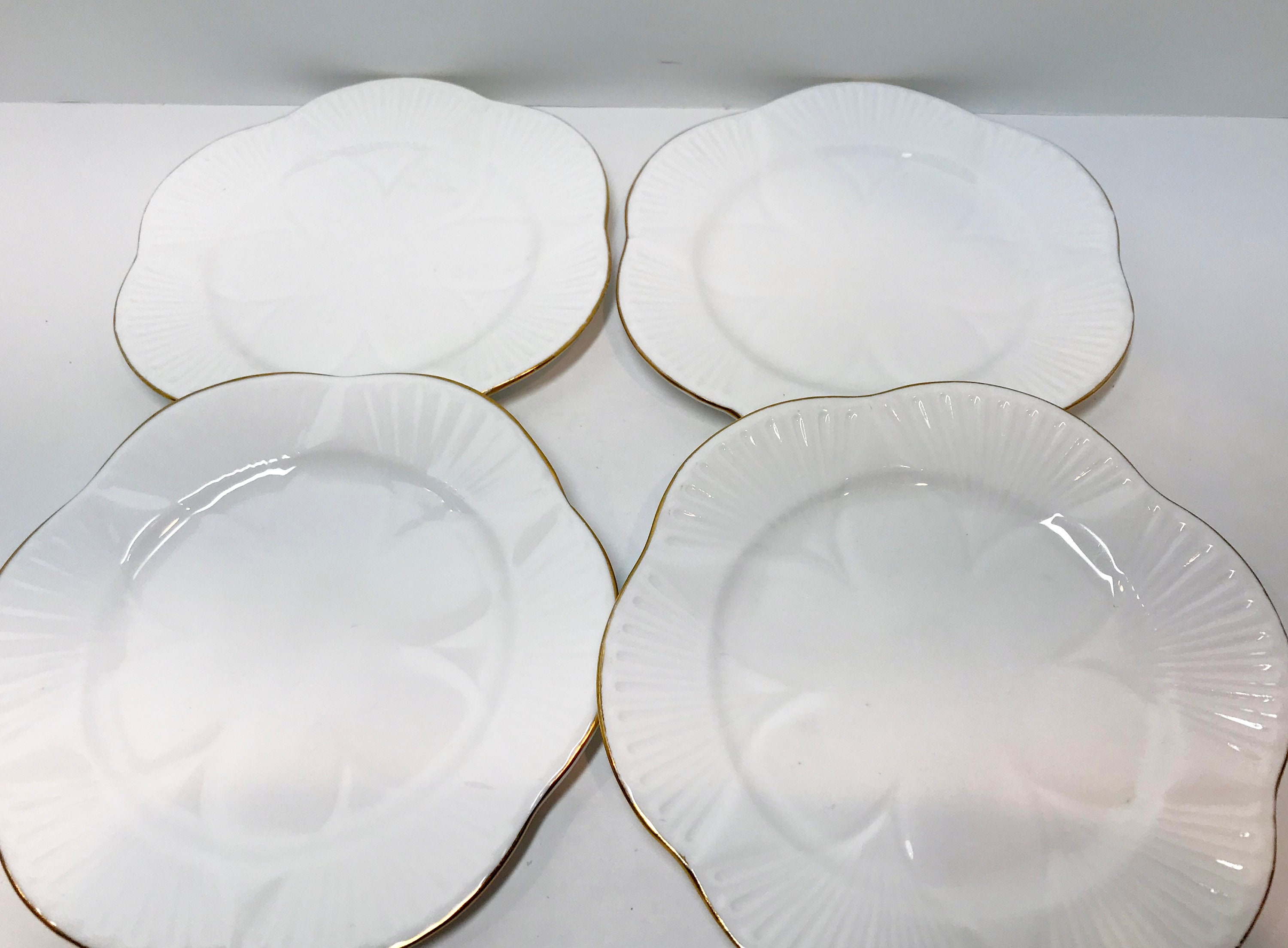 Four Shelley Dessert Plates, Cake Plates, English Bone China Dainty