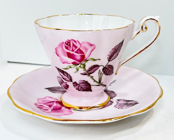 Pink Rose Tea Cup , Rose Marie by Royal Standard Tea Cup and Saucer , Antique Teacup , English Bone China , Floral Teacup , Gifts for Her