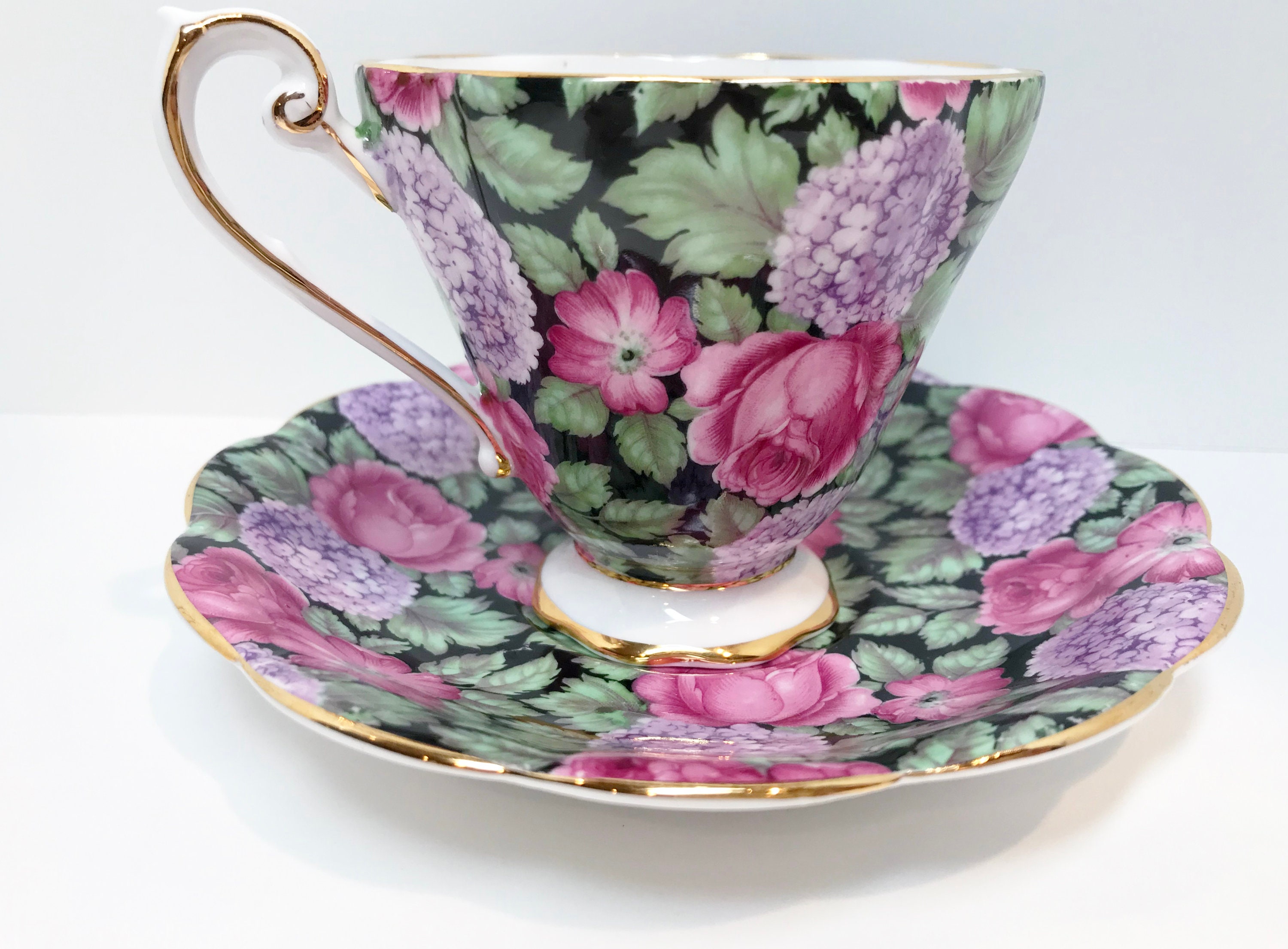 Royal Standard Tea Cup and Saucer, Chintz Cups, Antique Tea Cups Vintage, English Bone China