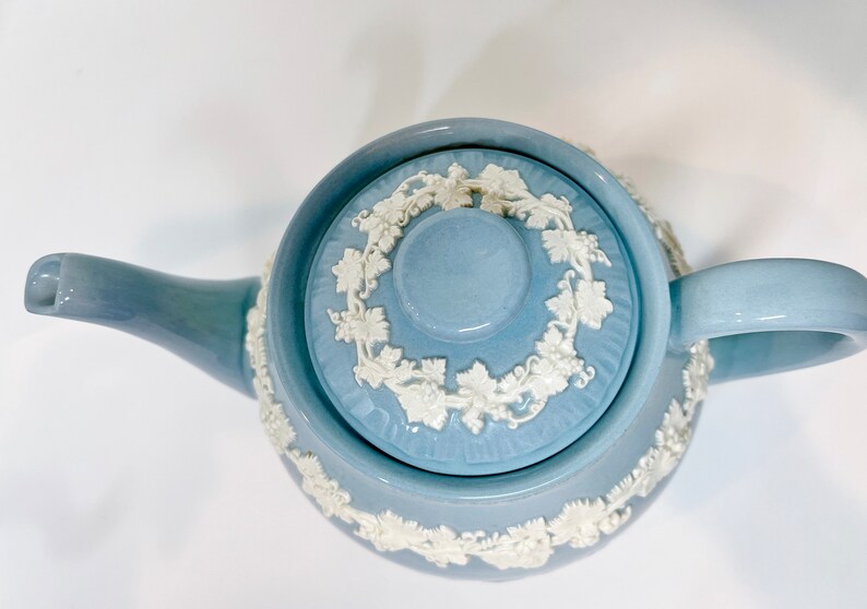 Queensware Wedgwood Teapot Blue Wedgwood Cream on Lavender Etsy