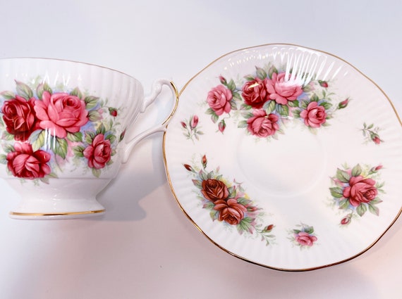 June Birthday Cup, Royal Dover Teacup and Saucer, Antique Teacups, Vintage Teacup, Floral Teacup, Birthday Teacup, Gift for Her