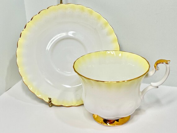Royal Albert Teacup and Saucer, Bone China Teacup, Rainbow Series Cup, English Teacups, Gift for Her, Housewarming Gift, Yellow Teacup
