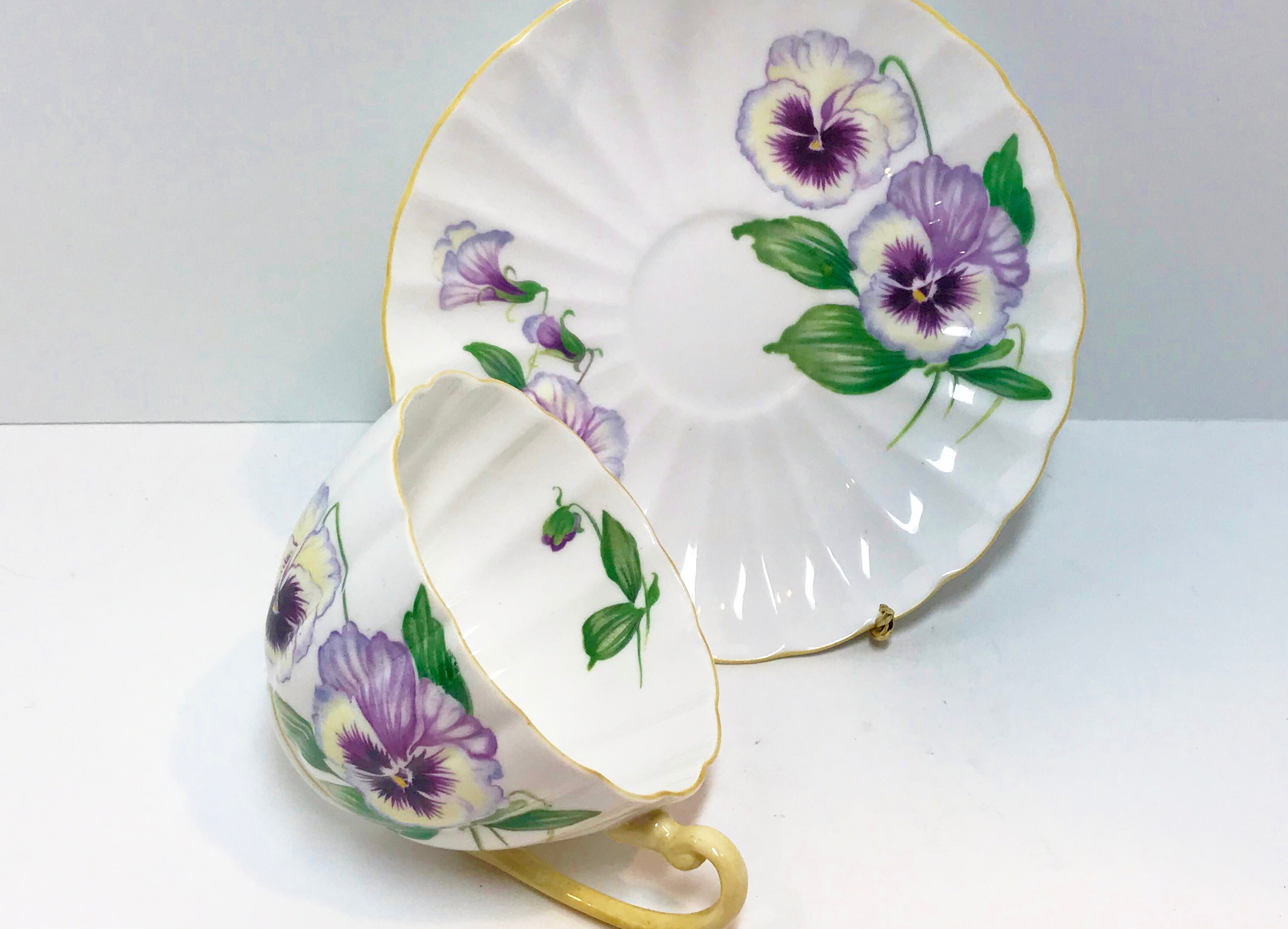 Shelley Teacup and Saucer, Shelley Pansy Teacup, Shelley China, Shelley