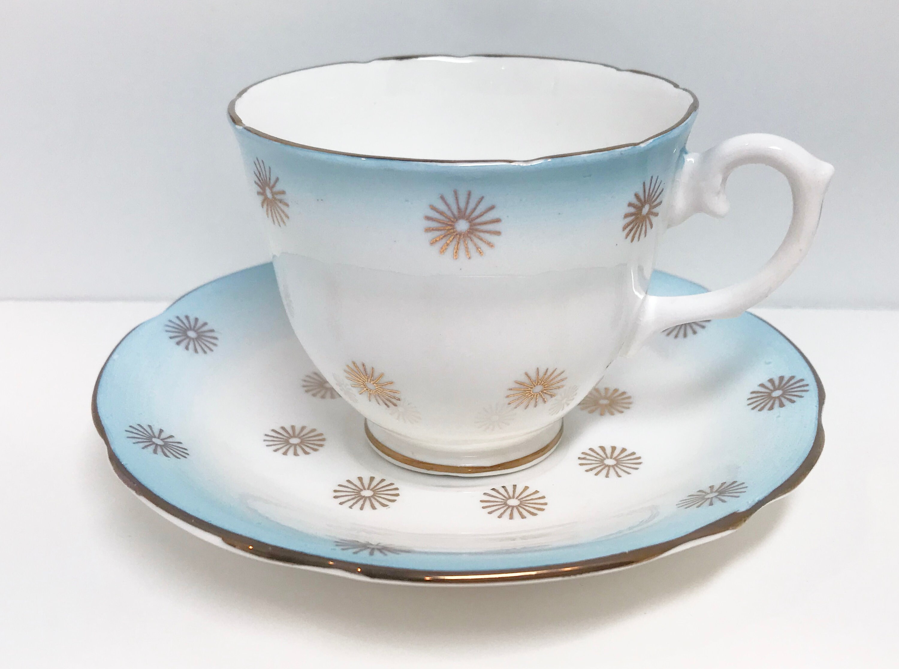 Atomic Tea Cup and Saucer, English Castle Tea Cups, Antique Teacups