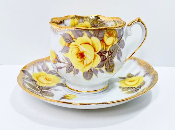Japan Teacup , Yellow Rose Teacup , Japanese Teacup , Vintage Teacup , Noritake Tea Cup , Hand Painted , Morimura Tea Cup