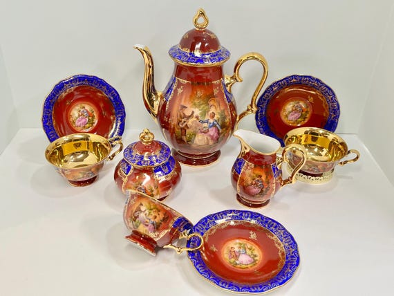 Rosenthal Tea Set, Selb Set, Chippendale Pattern, Loving Couple, Courting Couple, Anniversary Gift, Wedding Gift, Gift for Her, Mothers Day