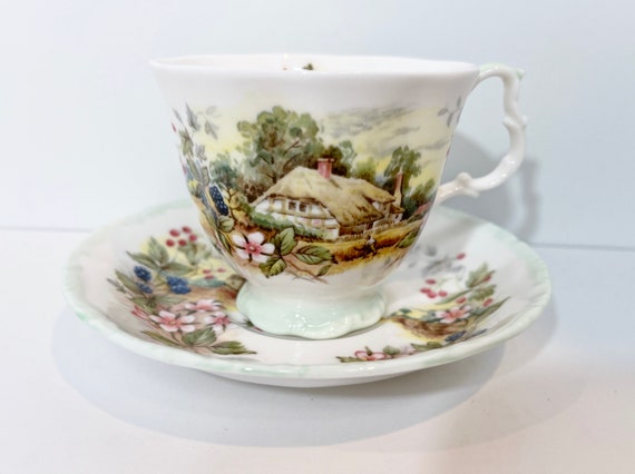 Royal Albert Teacup, Autumn Pattern, Scenic Teacups, English Bone China Cups, Vintage Teacups, Vintage Tea Cups, Gainsborough Shape