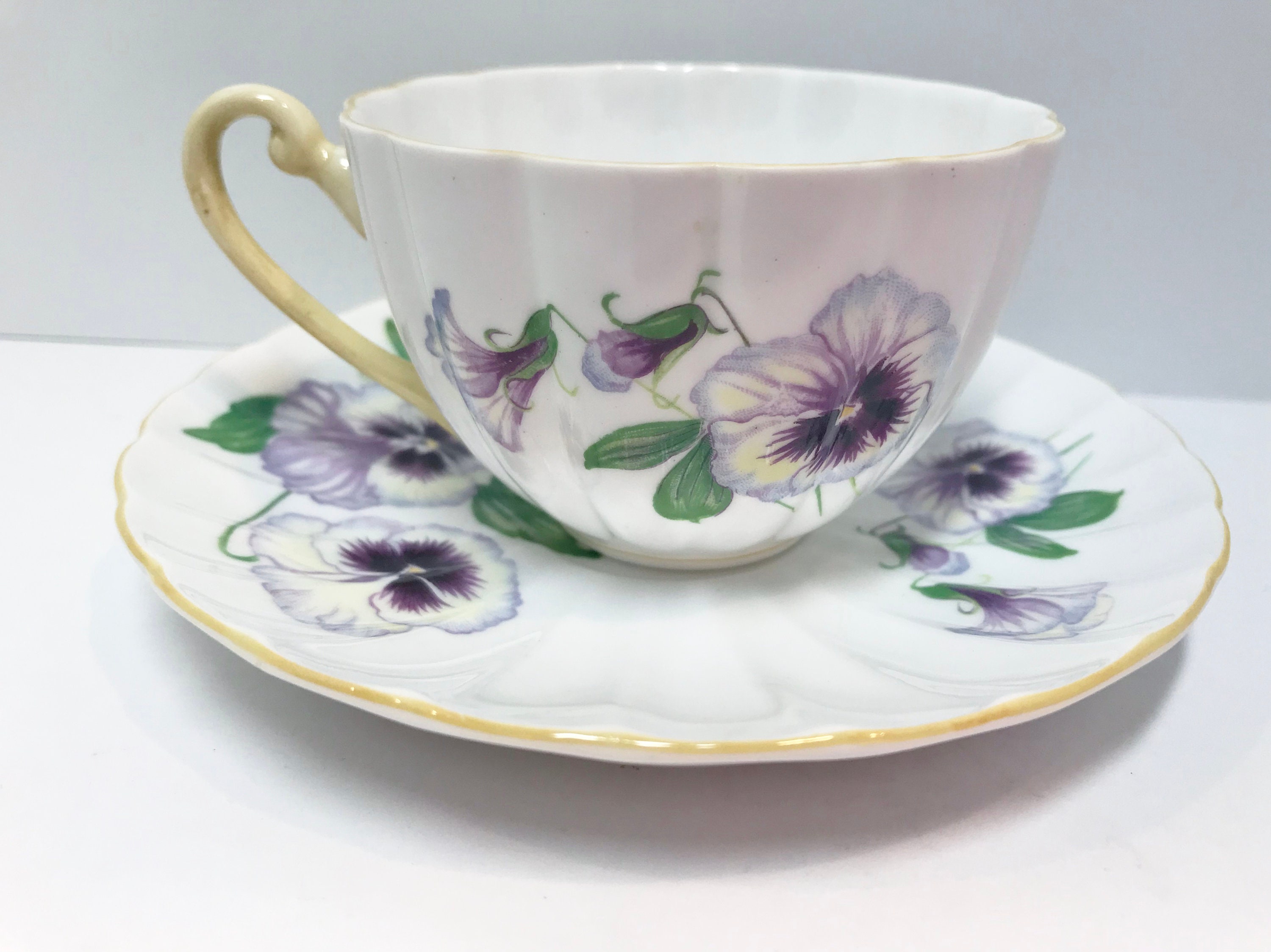 Shelley Teacup and Saucer, Shelley Pansy Teacup, Shelley China, Shelley