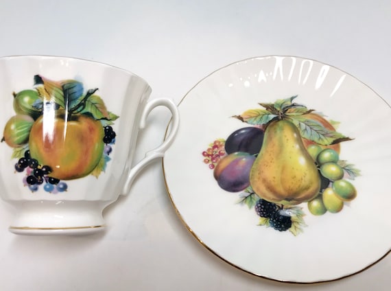 Royal Court Tea Cup and Saucer Fruit Teacup Vintage Teacup Vintage Tea Cup  English Tea Cup Apple Teacup Afternoon Tea Hostess Gift