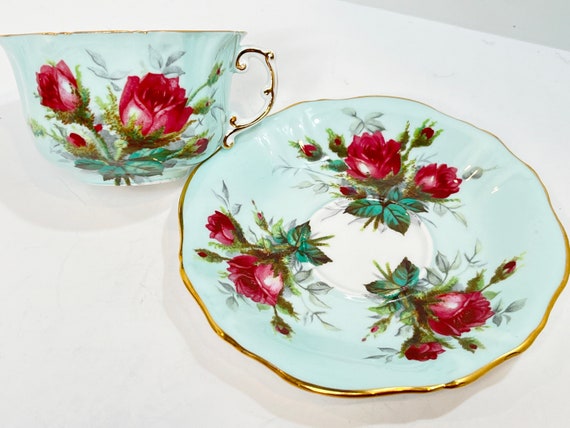 Spode Hammersley Teacup and Saucer , Rose Teacup , English Teacups , Floral Tea Cups , Hand Painted Teacup , Anniversary Gift for Her