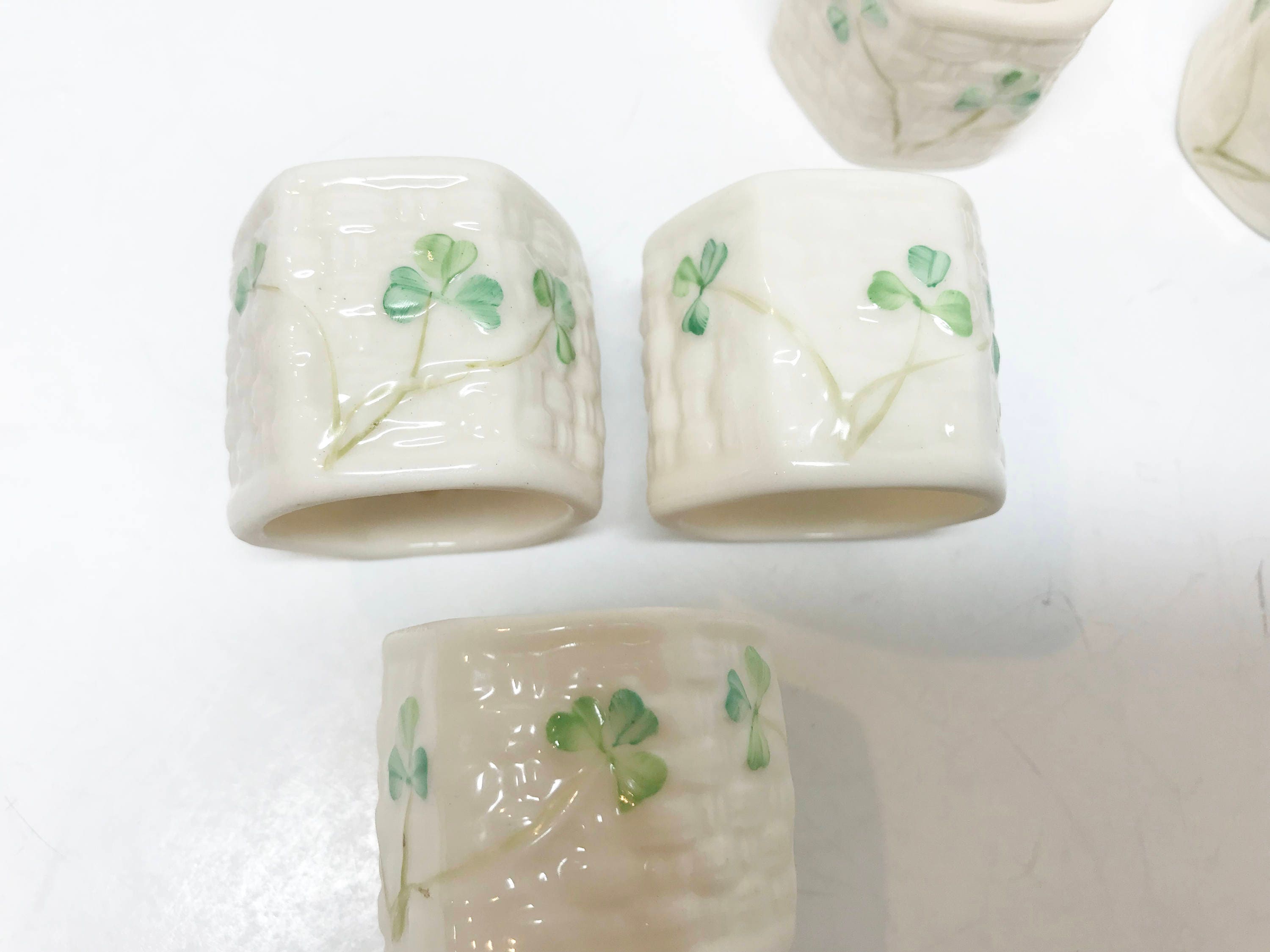 Reserved for SR, Belleek Napkin Rings, Irish Porcelain, Set of Five