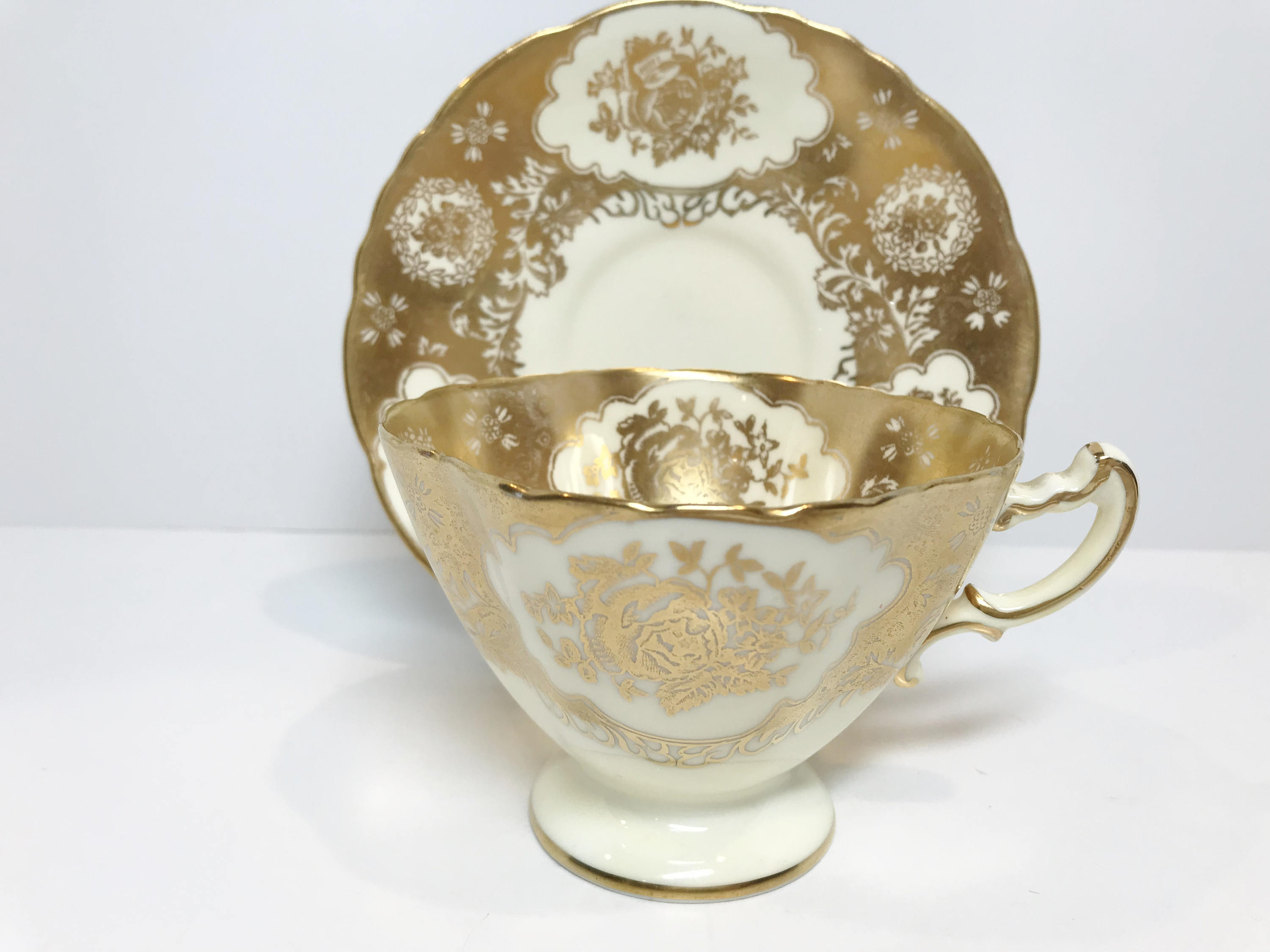 Hammersley Tea Cup and Saucer, Gold Tea Cups, Antique Teacups, Gold
