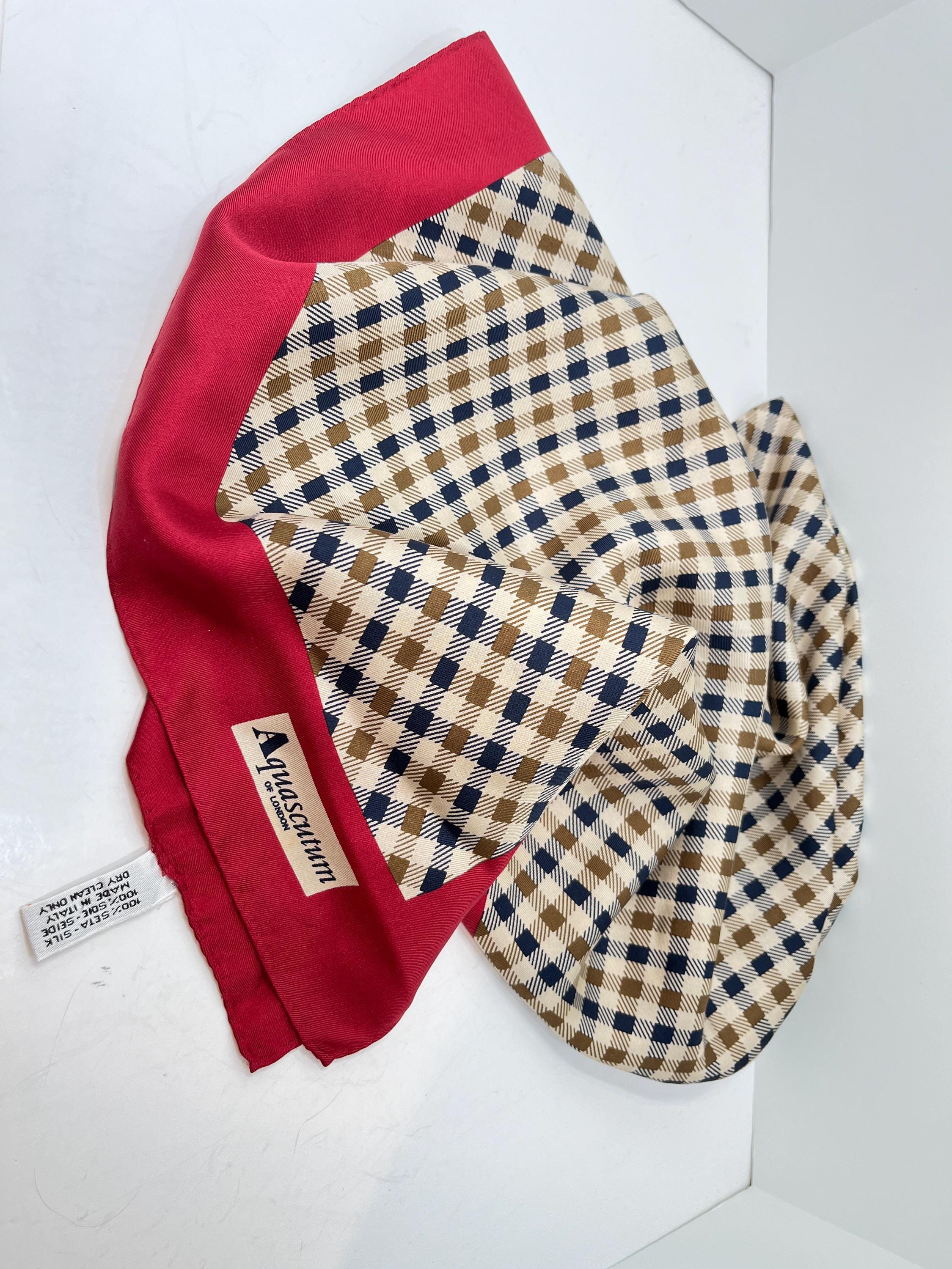 Aquascutum Scarf , Silk Scarf , Club Check Scarf , London Aquascutum Scarf , Silk Scarf , Club Check Scarf , London