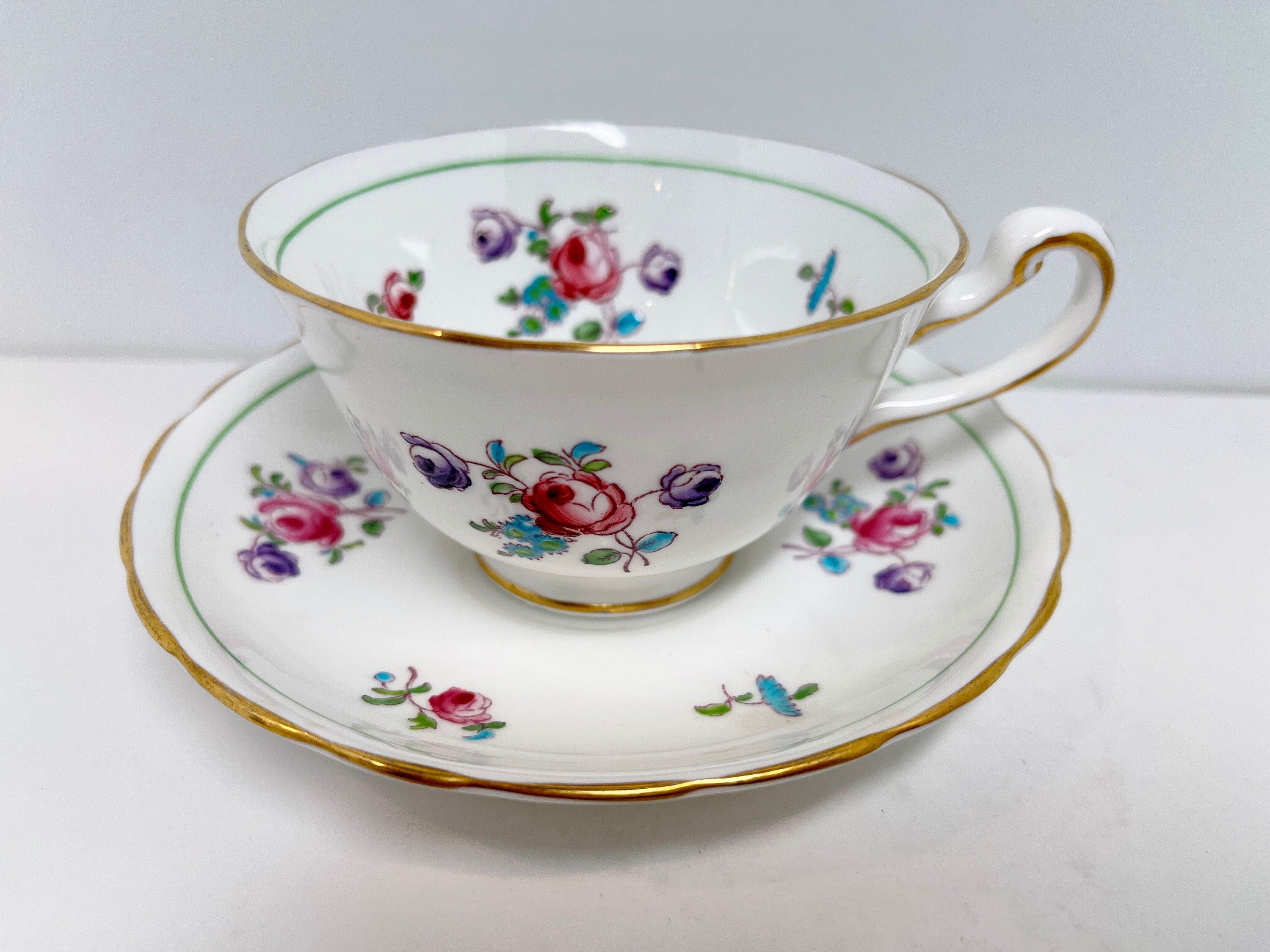Royal Chelsea Teacup and Saucer, Floral Tea Cups, Royal Chelsea Tea