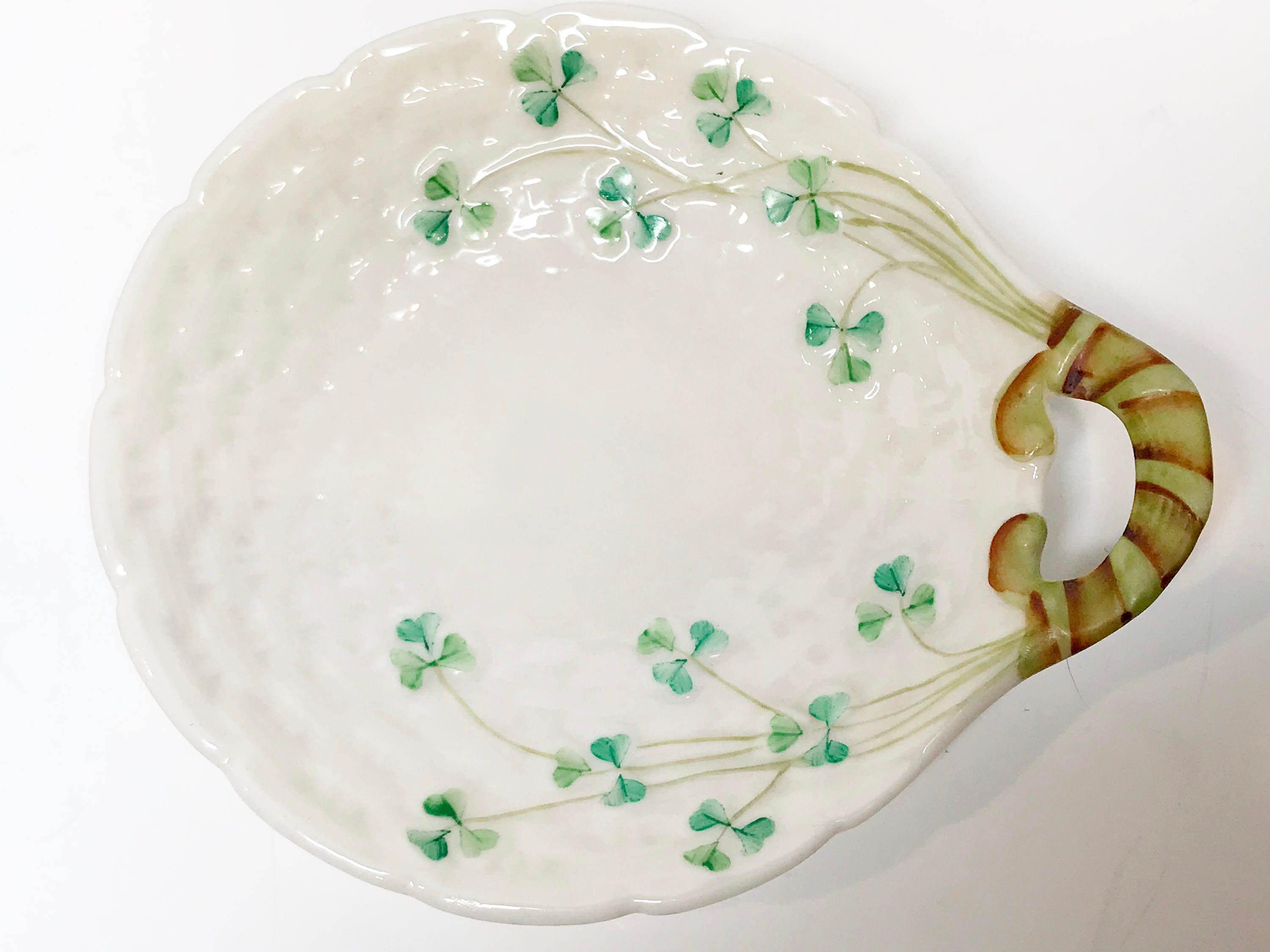 Belleek Shamrock Ware Butter Plate, Belleek China, Irish Belleek Butter