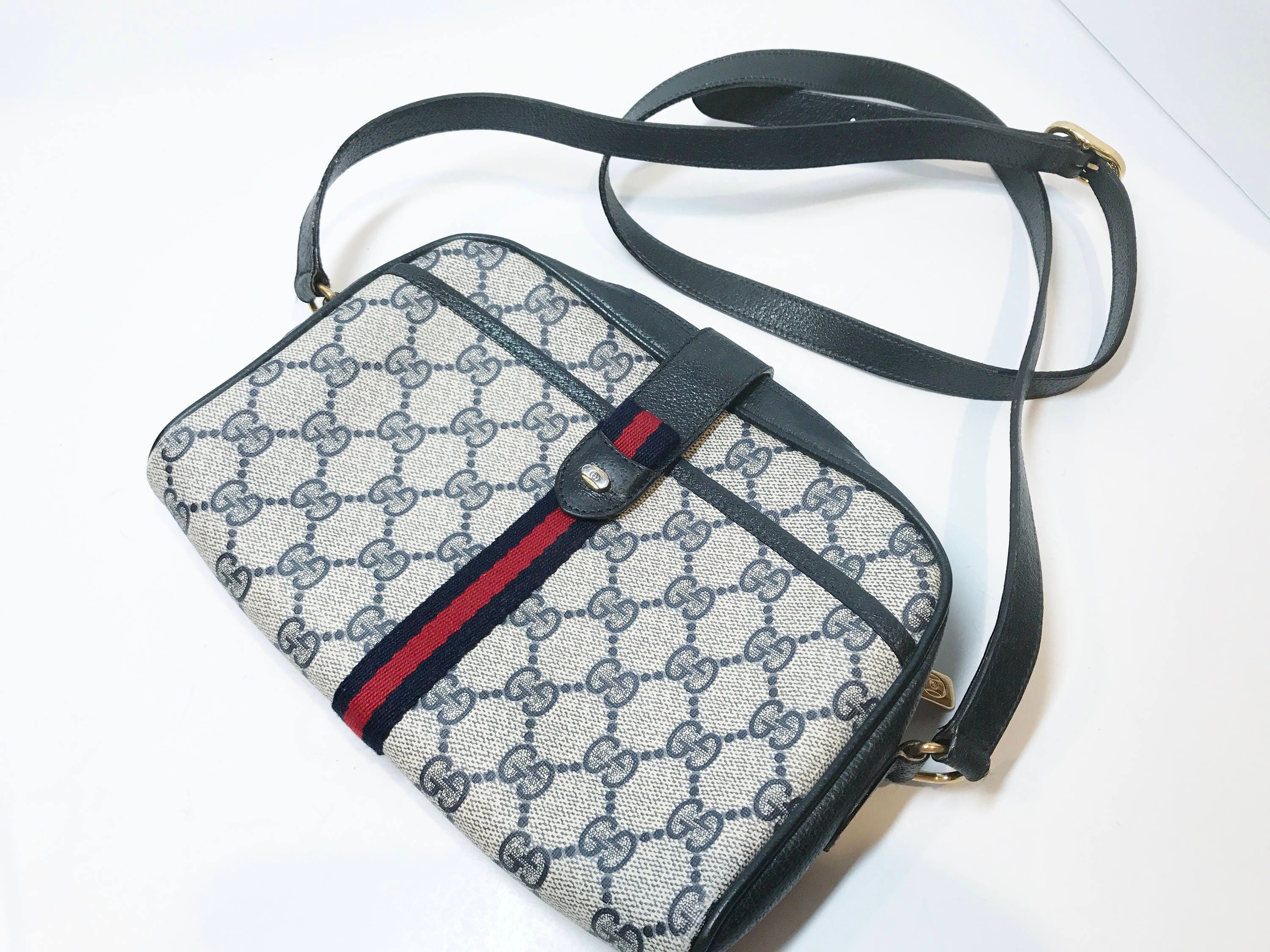 Authentic Gucci Bag, Classic Gucci Purse, Navy Leather Gucci Handbag ...