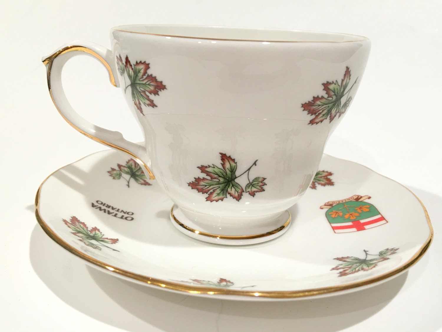 Antique Ottawa Ontario Tea Cup and Saucer, English Bone China Cups, Tea