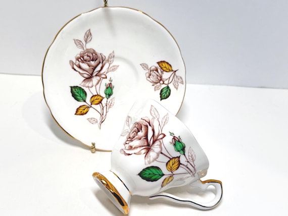 Royal Stafford Teacup, Hand-Painted Vintage Rose Tea Cup