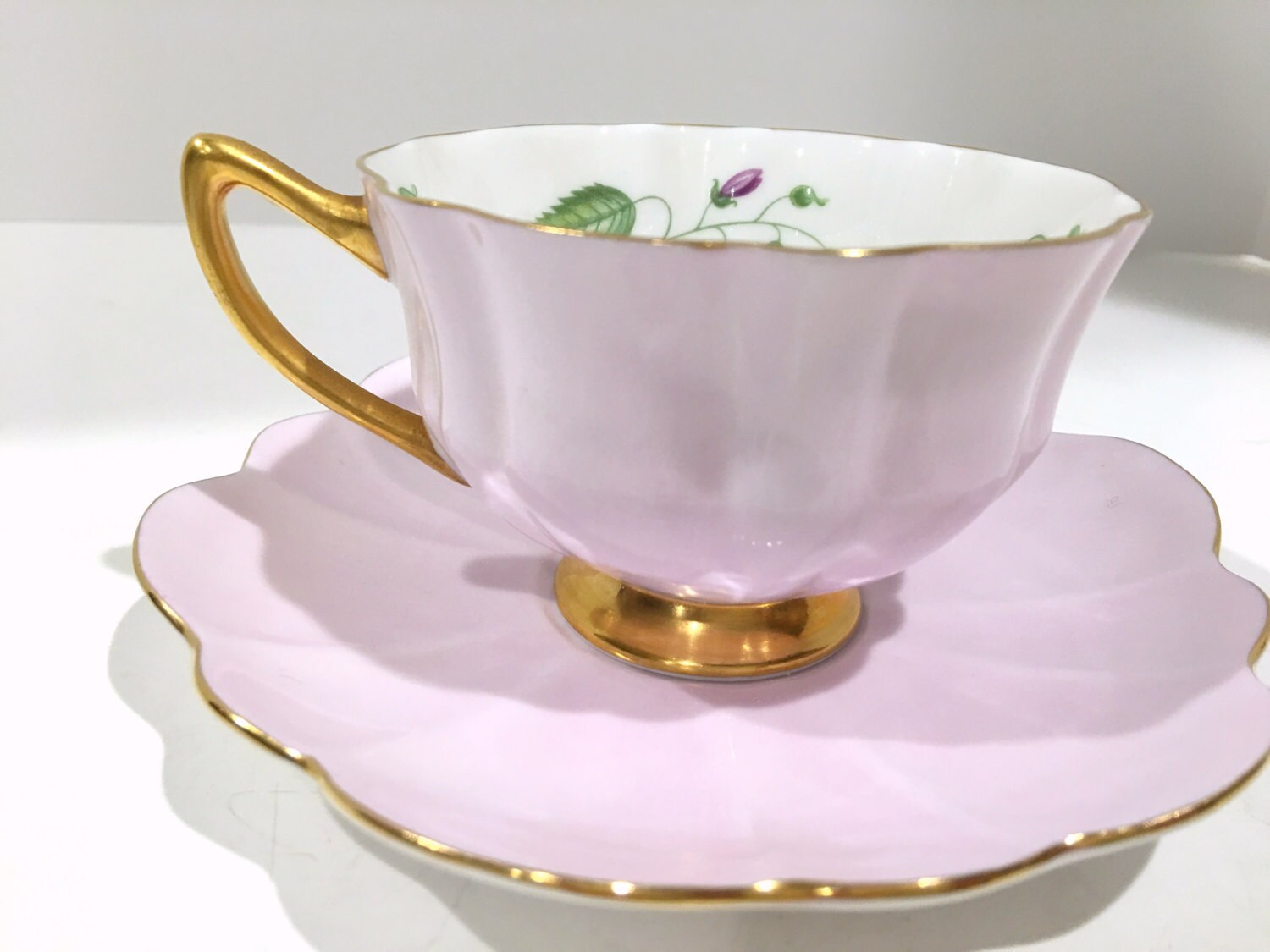 Lilac Shelley Tea Cup and Saucer, Campanula Pattern, Shelley China