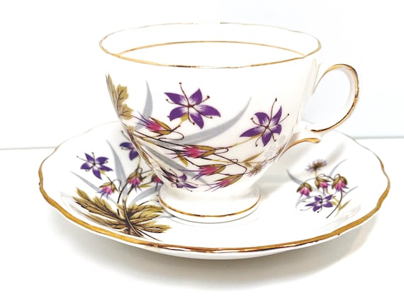 Colclough Teacup and Saucer, Floral Teacup, English Teacup, Gift for Friend, Gift for Her, Anniversary Gift, Tea Party, Housewarming Gift