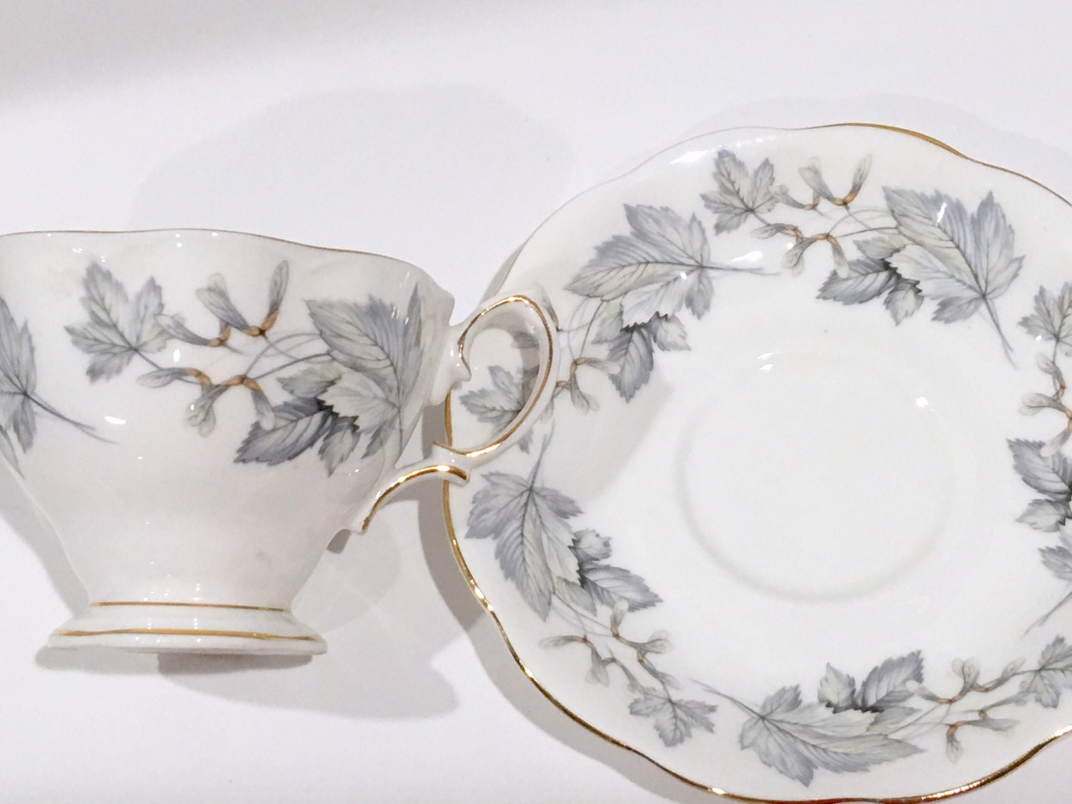Royal Albert Silver Maple Tea Cup, English Bone China Tea Set, Tea Cups