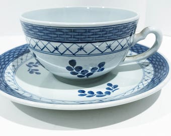 Sold Separately , Royal Copenhagen Cup and Saucer , Tranquebar Blue , Blue Rose Pattern , Royal Copenhagen Fajance , Blue Lattice Trim