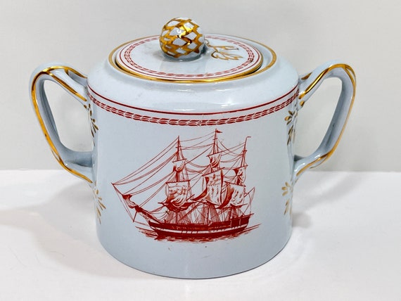 Spode Trade Winds , Spode Sugar Bowl , Spode Tall Masted Ship , Spode Fine Stone Ware , Trade Winds Red , Spode Ships